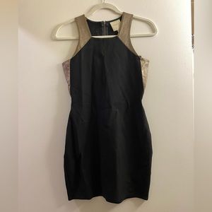 Mason Black mini dress with leather trim